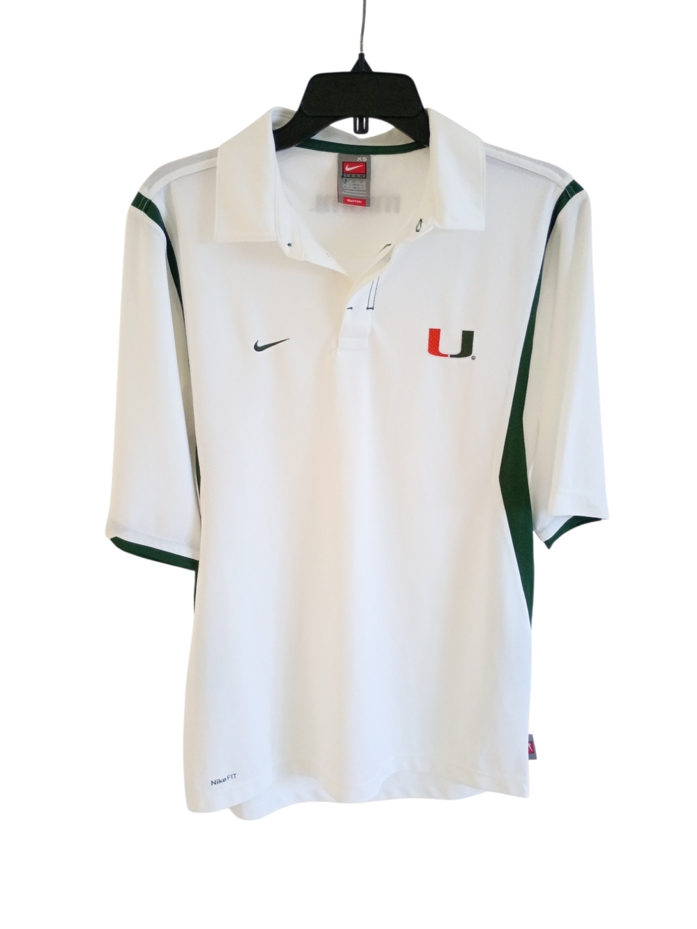 Nike Team Polo Shirt Mens XS White University of Miami Hurricanes NCAA